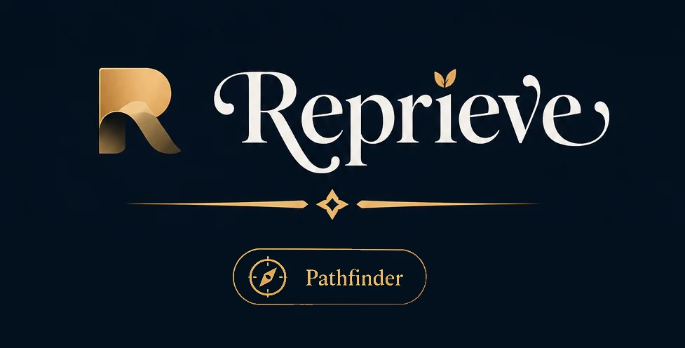 Official Reprieve Pathfinder badge artwork with the Reprieve brand mark